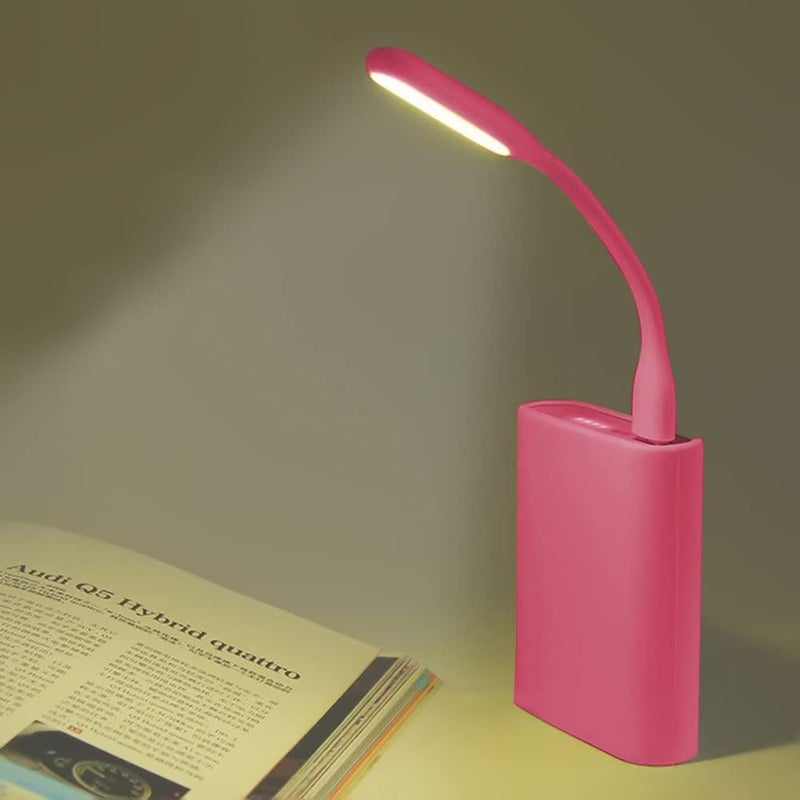Soseelnee Mini Flexible Light, Portable USB Led Reading Night Lamp for PC Laptop Computer Notebook Power Bank - 2 Pack (Pink) - Image 2